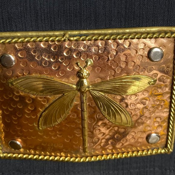 Lunacy Designs Purse with Hammered Metal Dragonfly Copper Brass - Picture 3 of 8